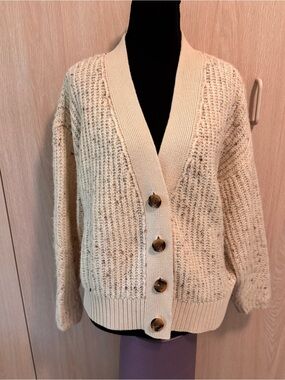 Old Navy Cream Open-Knit Button Front Cardigan